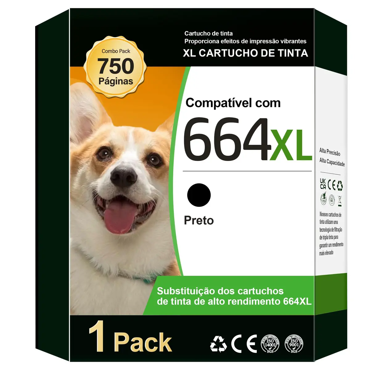 TECKKIN Cartucho de Tinta Compatível para HP 664 664XL Para DeskJet 2136 | Compatível para HP Deskjet Ink Advantage 1115 1118 2135 2675 3635 3638 3775 3835 4535 4675 5075 5275 (1 Preto)