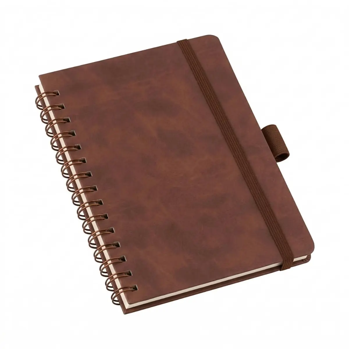 Caderno Sem Pauta Wire-o A5 Caderneta 80 Folhas 14x21 Capa Dura com Elástico Marrom