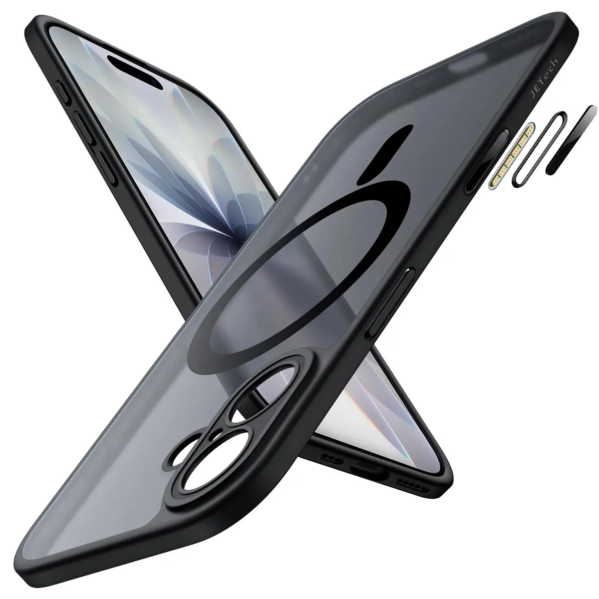 JETech Capa Fosca Magnética para iPhone 17, Preto | Compatível com MagSafe, Botão de Controle da Câmera Integrado, À Prova de Choque, Traseira Translúcida, Case Fina