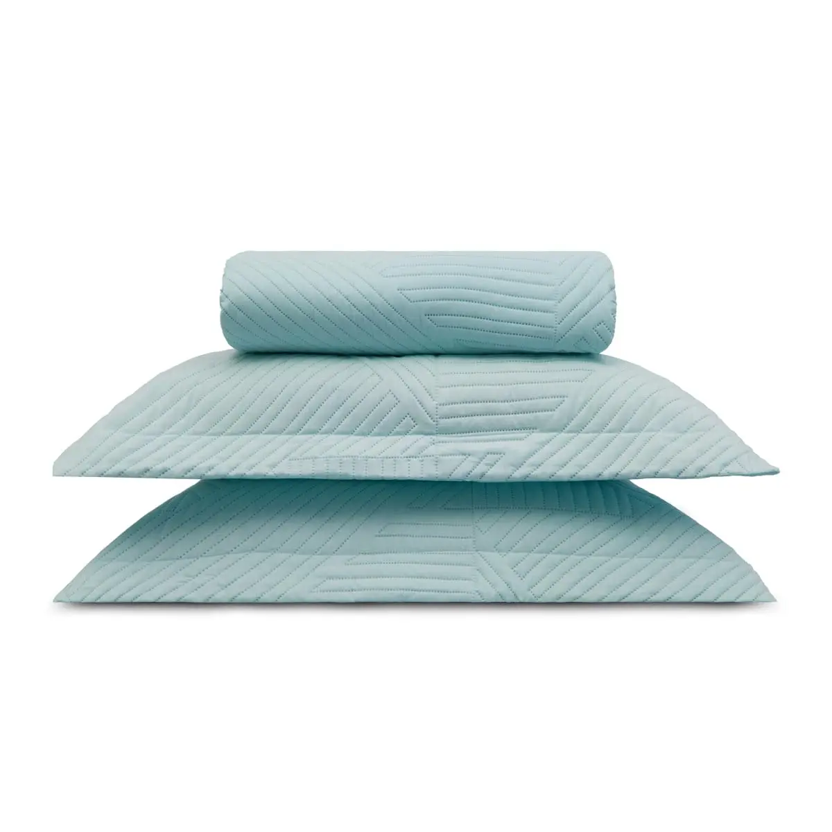 Kit Colcha com Porta Travesseiros Linenn Casal - Appel Azul Ártico