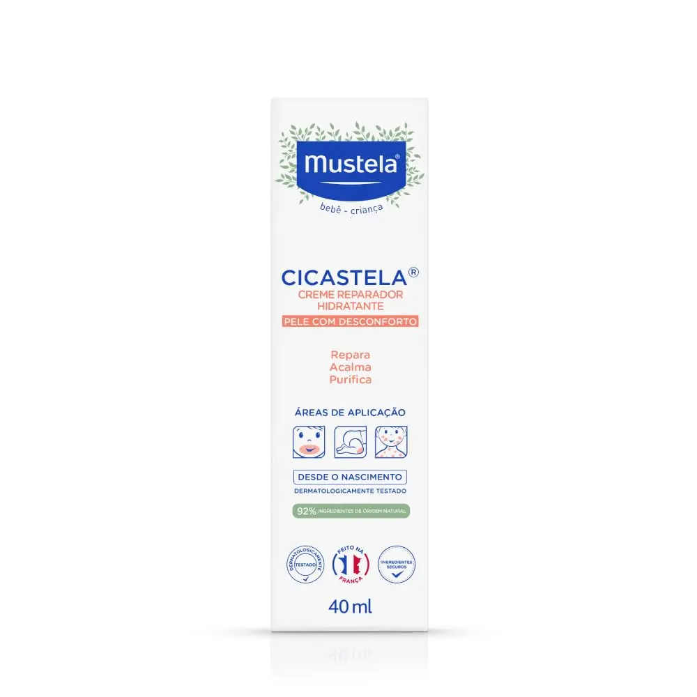 Mustela Cicastela Creme Reparador Hidratante 40Ml - Hidrata Repara Acalma E Purifica A Pele - Multiuso Para Os Pequenos Dodóis Dos Bebês E Crianças Feito Com 91% De Ingredientes De Origem Natural