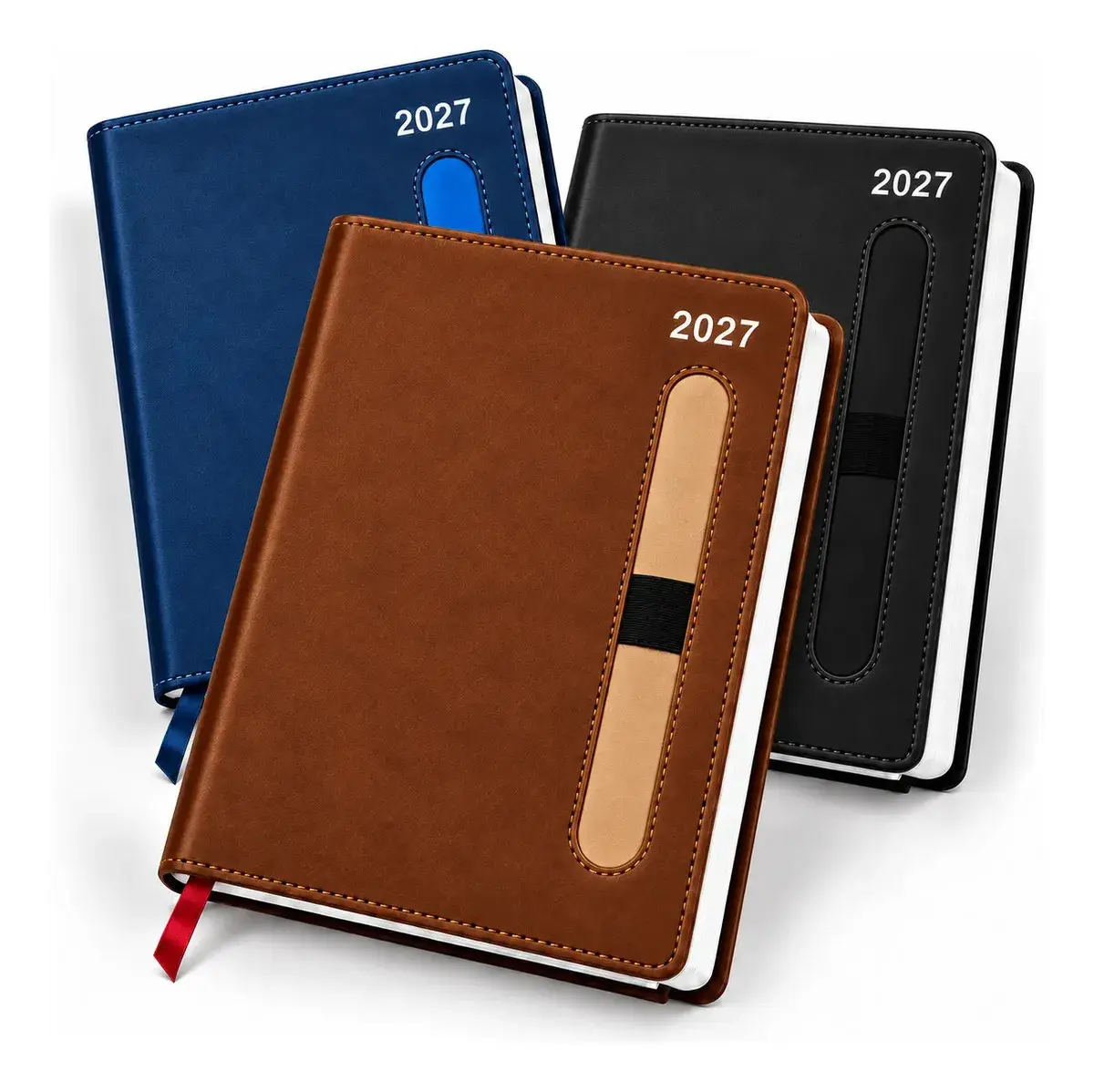 Agenda 2027 Diária Executiva Planner Anual Capa Dura 336 Folhas Premium Porta Caneta - Cor Marrom - 1