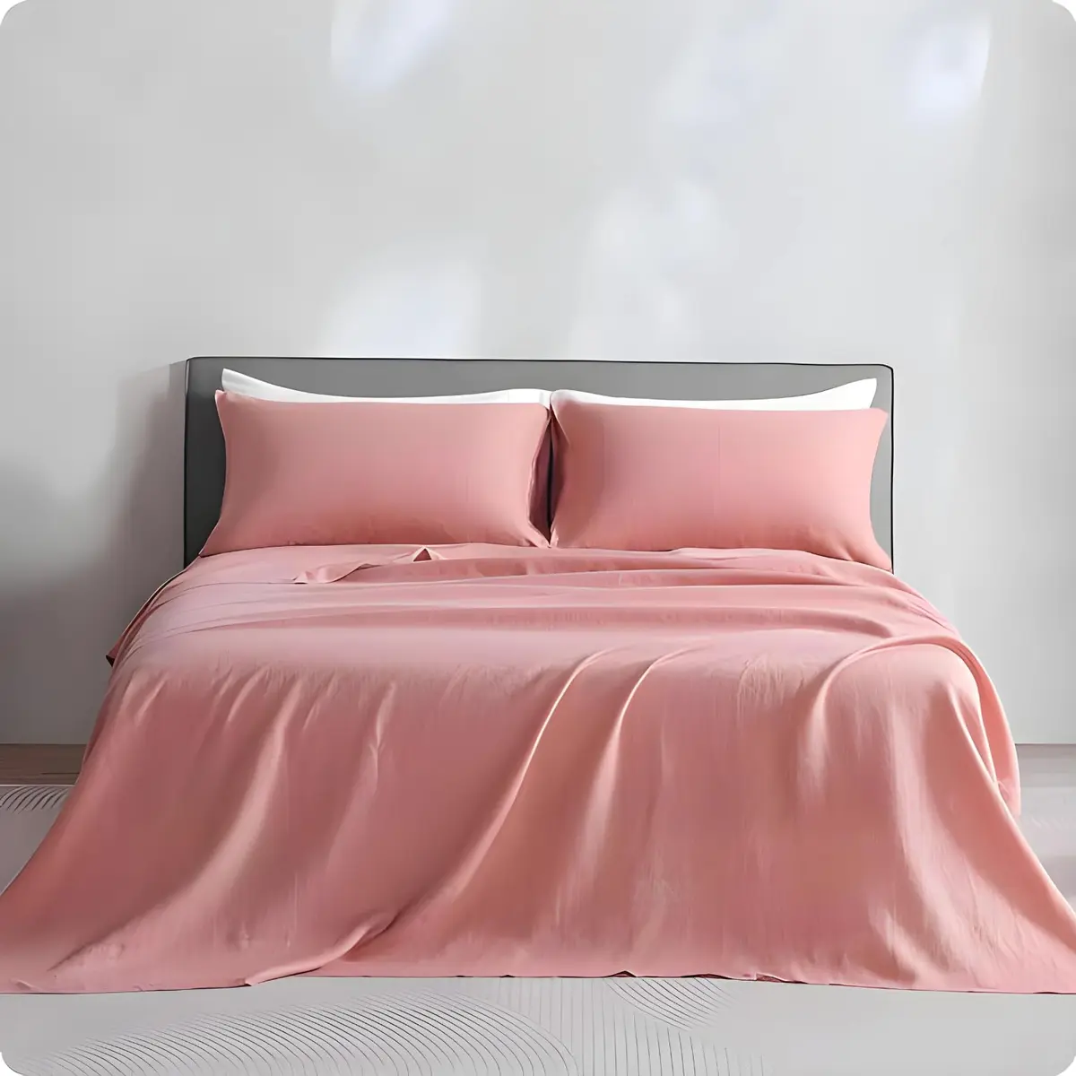 Cottonluxury Jogo de Lençol 4 peças 600 Fios Egípcio 100% Algodão Grampo Longo com Toque Acetinado - Não agride o Ambiente (Rosê, Queen)
