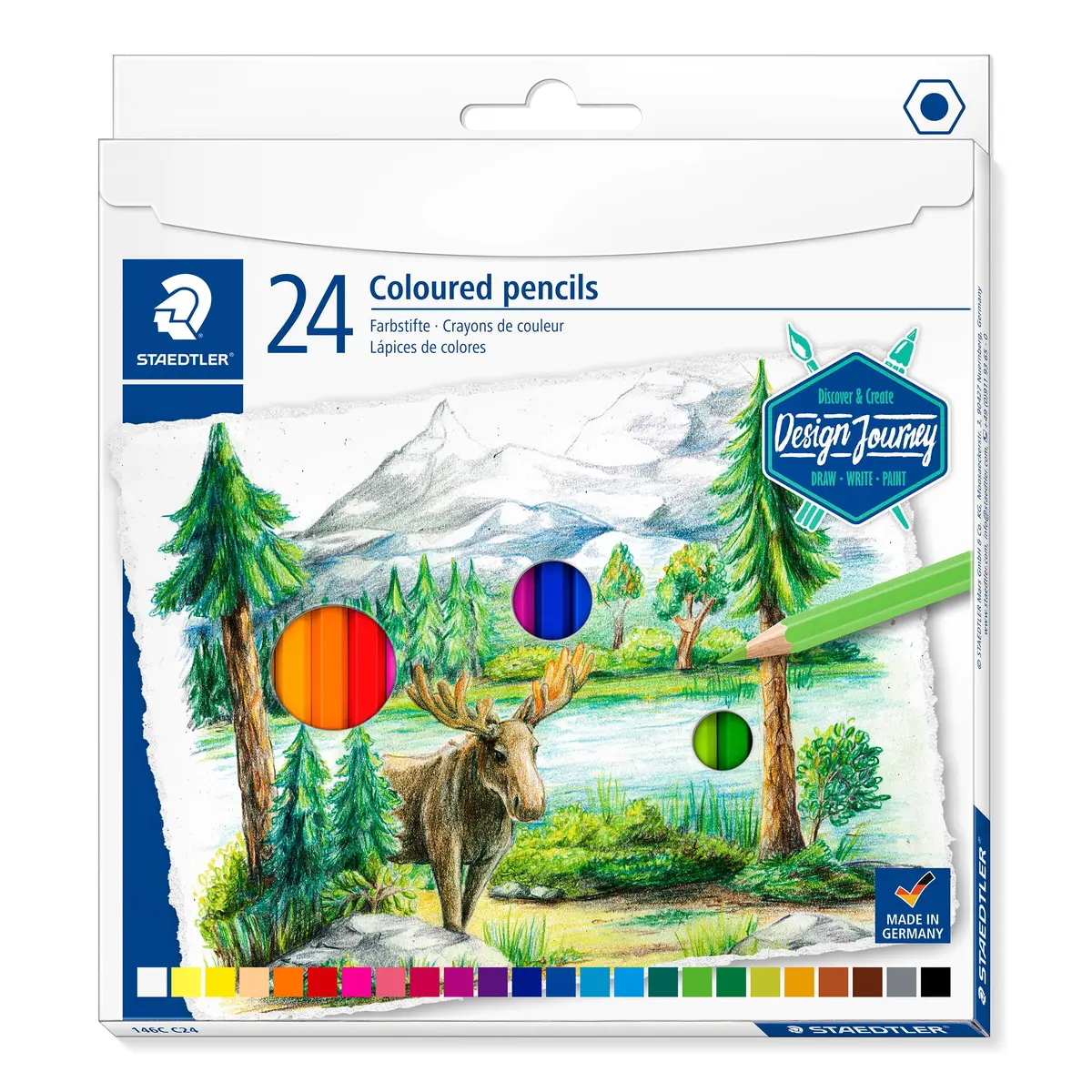 STAEDTLER Lápis de Cor Design Journey 146C C24 – Estojo com 24 Cores Intensas, Mina Macia, Fácil de Misturar, Ideal para Técnicas Secas e em Aquarela