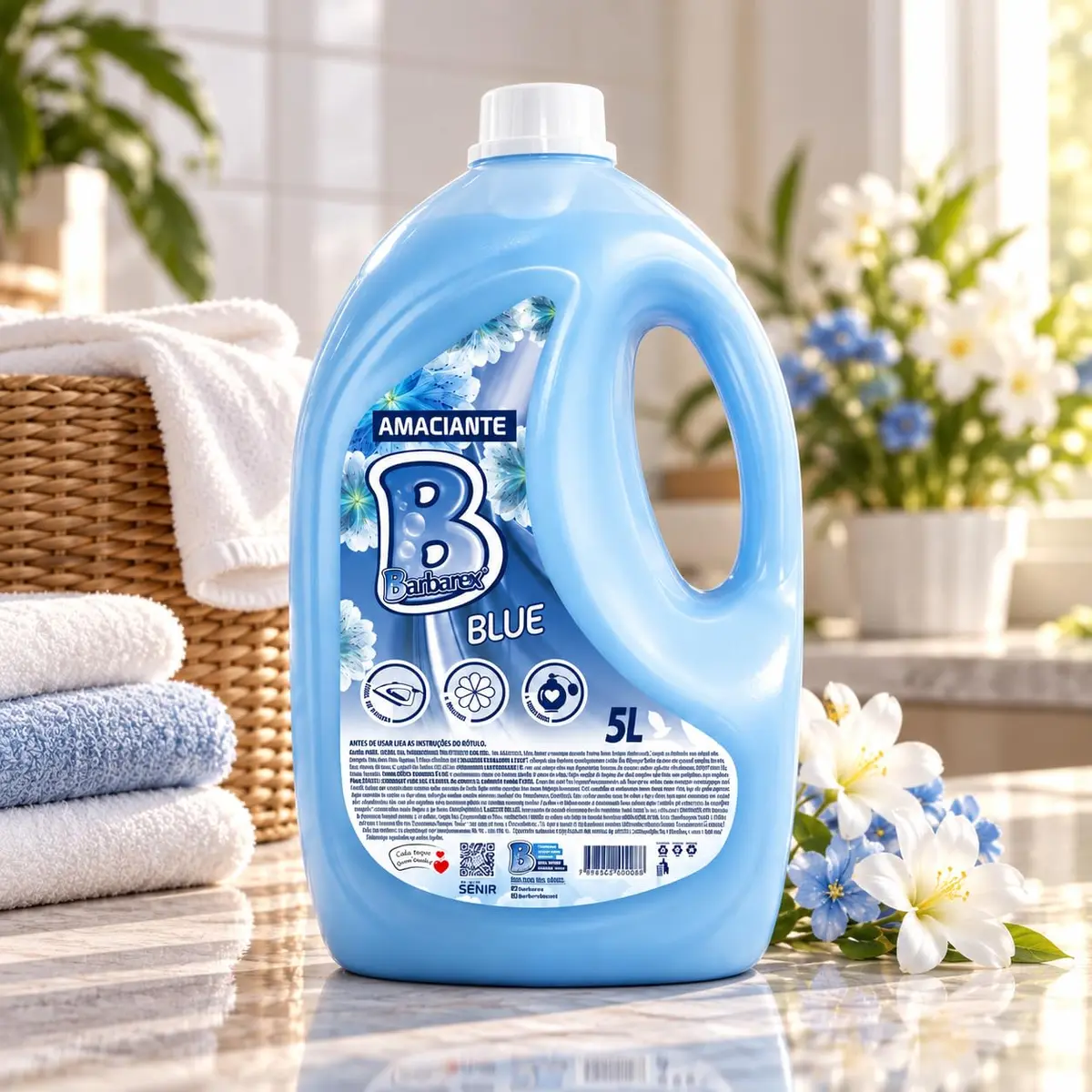 Amaciante Líquido Concentrado 5L Limpeza Eficiente | Amaciante para Roupas com Alto Rendimento para até 50 Lavagens | Remove Manchas e Cuida dos Tecidos (CONCENTRADO BLUE) - 1