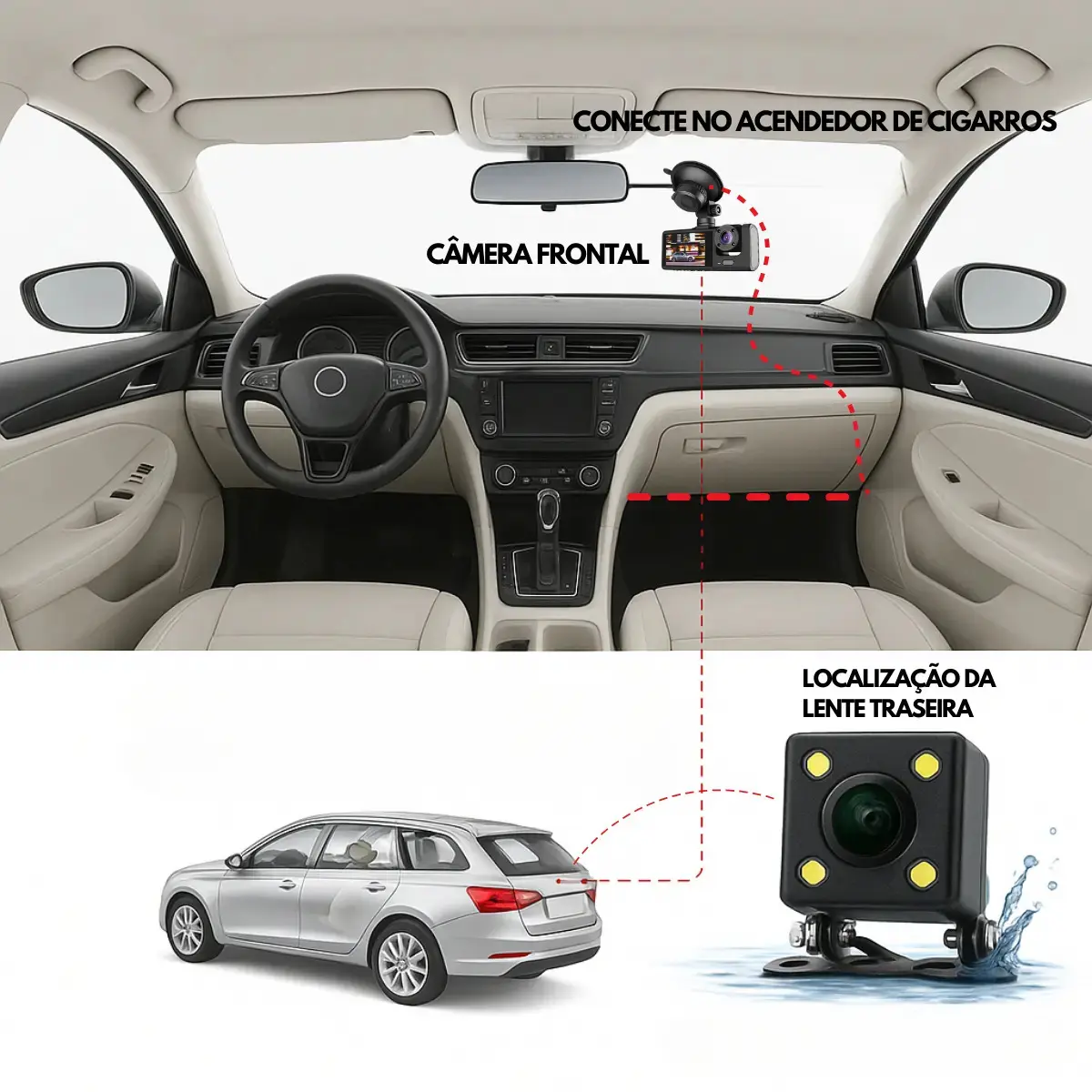 3 Câmera Wifi Automotiva Veicular Carro Com Hd Noturna 1080p Icarbonx thumbnail 6