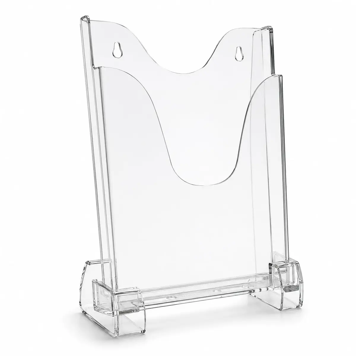 Display A4 Porta Folhas Acrílico Cristal de Mesa com Pés Removíveis | Acrílico Cristal | Pés Removíveis | Formato A4 | Uso Vertical | Fácil Montagem