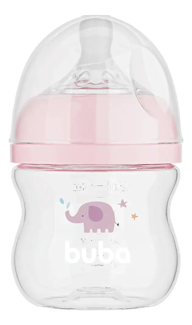 Mamadeira Easy Flow Elefante Rosa 120ml Buba