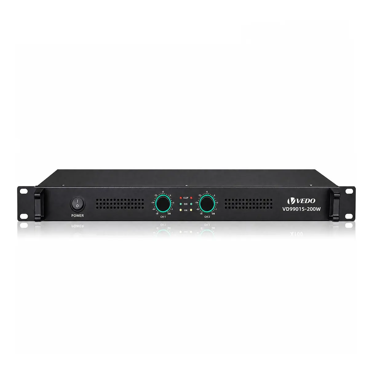 VEDO Amplificador de Potência Digital Classe D 200W×2 8Ω 2 Canais Rack 1U para Áudio Profissional,AC 100-240V - 1