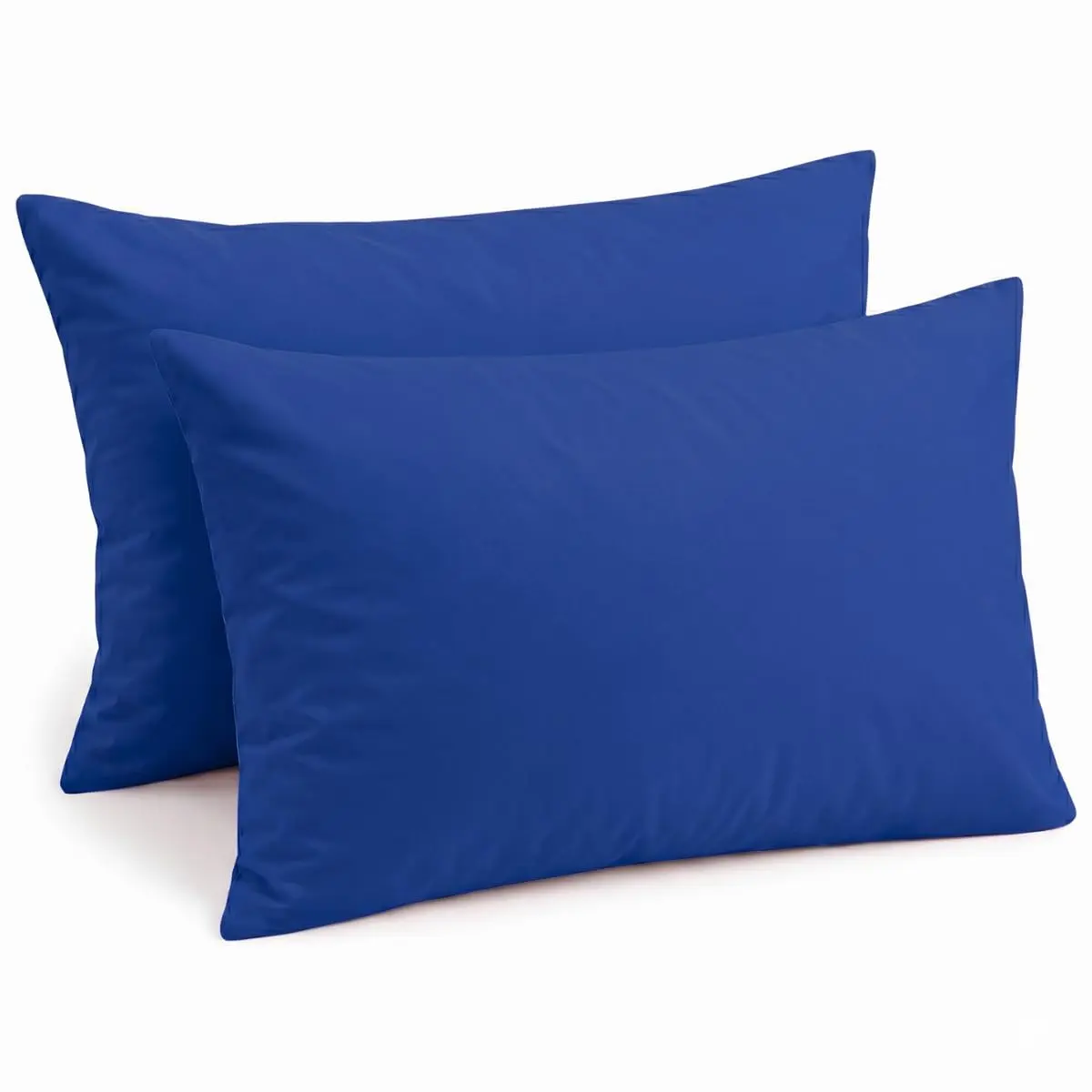 Kit 2 Fronhas De Travesseiro Avulsas 50x70cm Lisas Malha 100% Algodão Com Zíper Escondido Cores Vivas e Toque Macio Cozzilar (Azul Bic)
