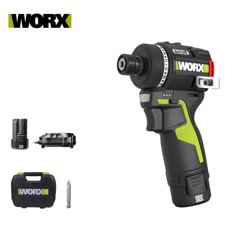Worx wu139 chave de fenda sem escova, leve, sem fio, 50n.m, 1/4 polegadas, furadeira elétrica, bateria de 12v, mini furadeira para espaços apertados