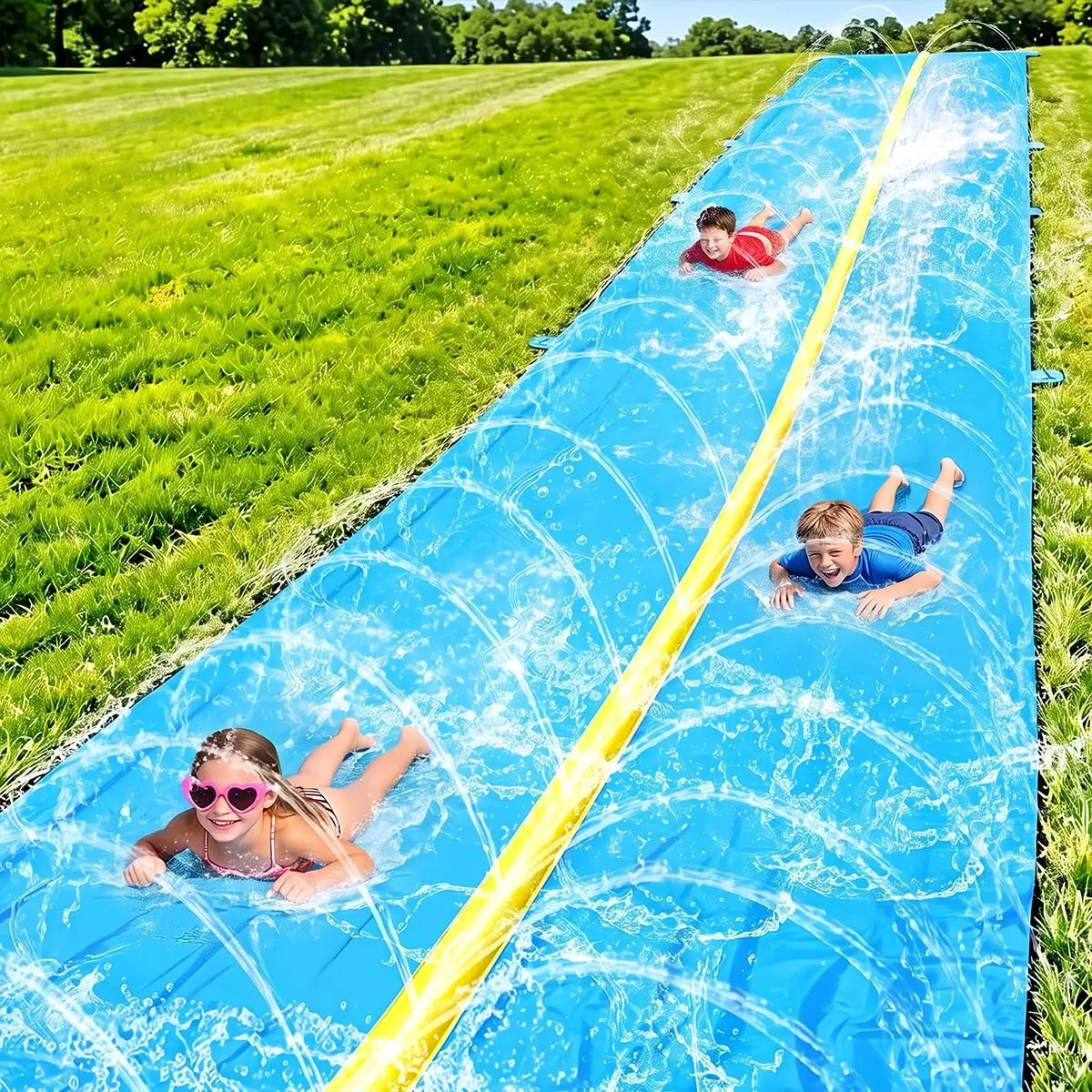 Escorregador de Água para Crianças Inflável PVC 550x146cm Azul | Toboágua Inflável Escorregador