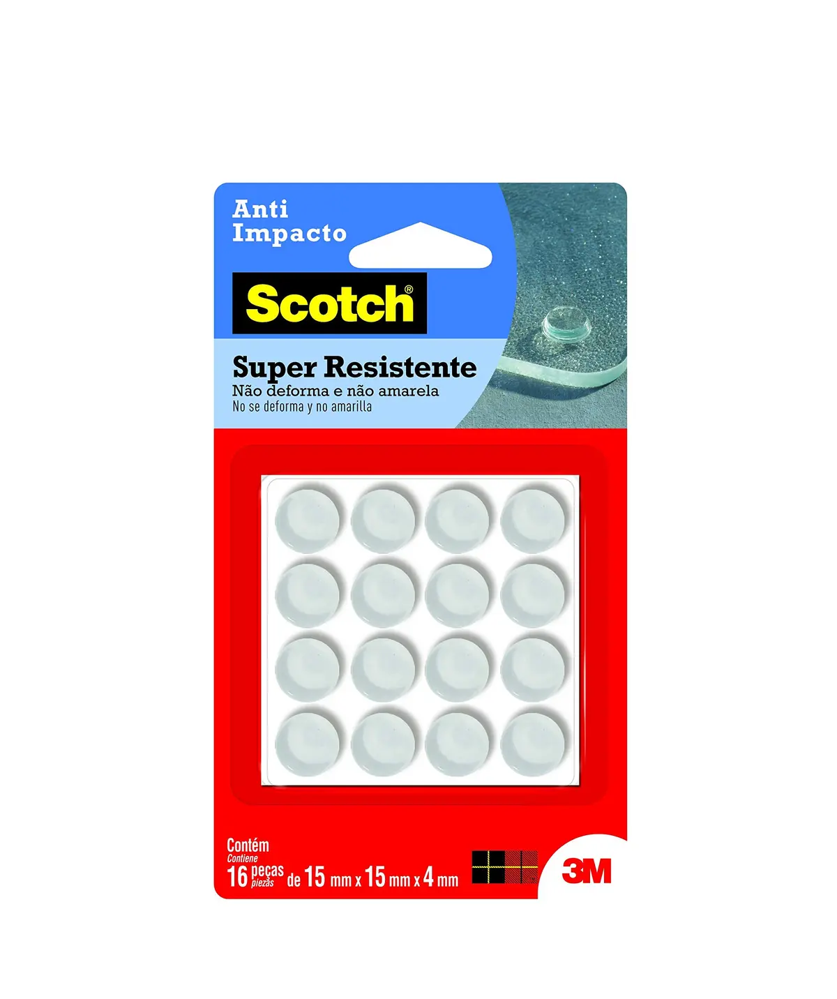 SCOTCH 3M Protetor Anti-Impacto Redondo Grande Transparente 16 Unidades | Fixação adesiva resistente, Amortece impacto e ruído, Impermeável, Protege contra batidas e riscos, Aplicação forte e rápida