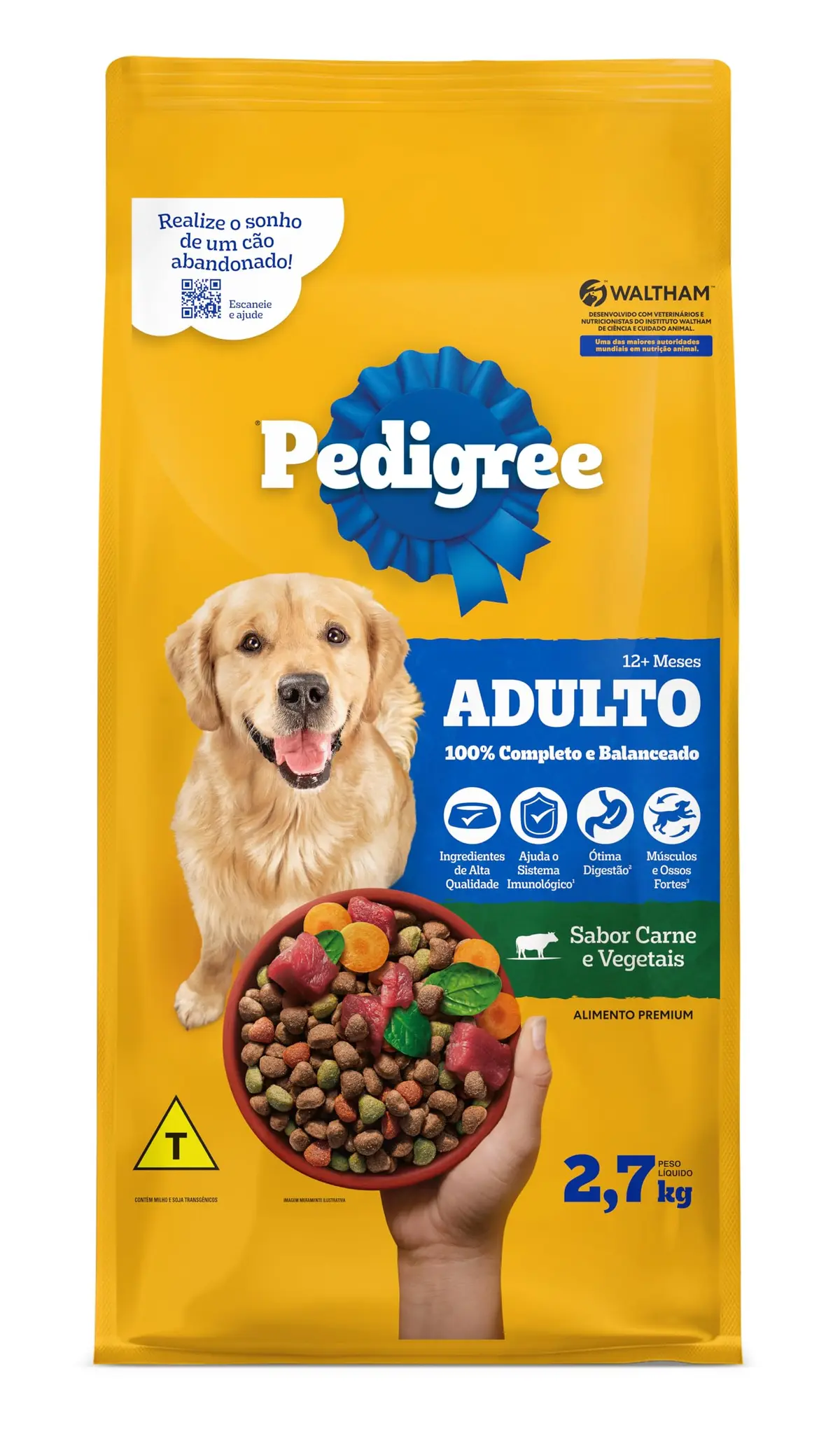 PEDIGREE Ração Carne e Vegetais Cães Adultos Raças Médias e Grandes 2, 7 kg - 1