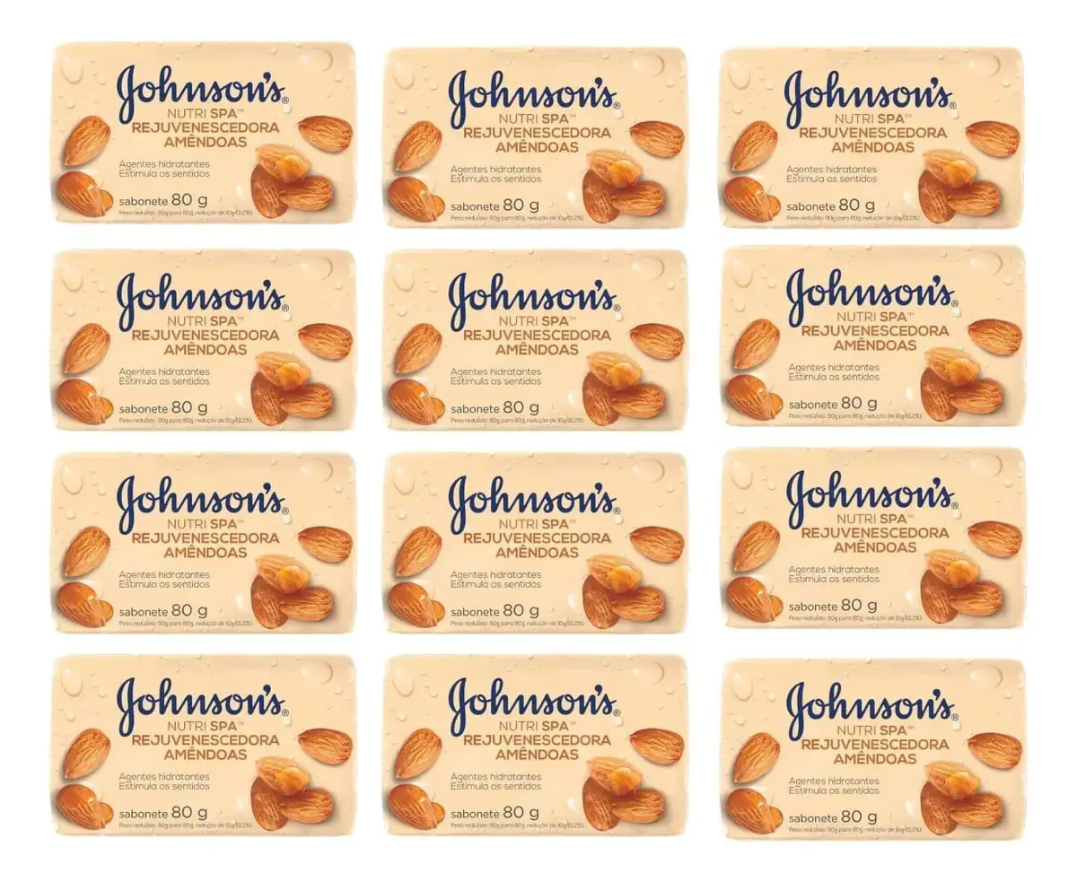 Kit 12 Sabonete Em Barra Nutri Spa Amêndoas Johnson's 80g