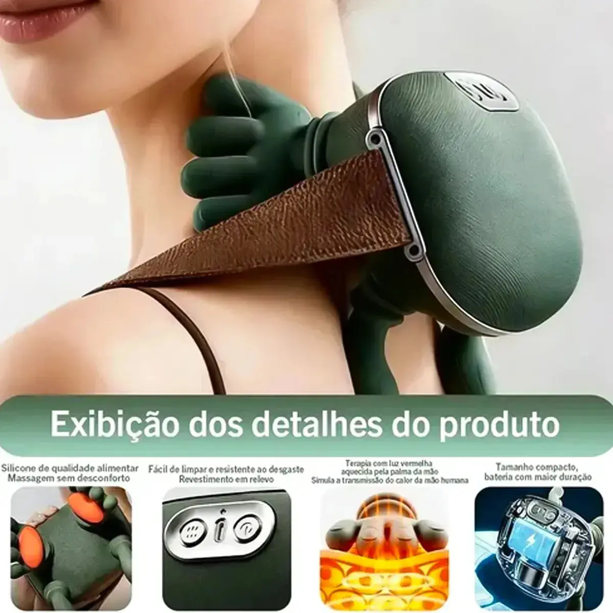 Massageador Pescoço Ombros Lombar Aquecimento 3d Mãozinha thumbnail 5