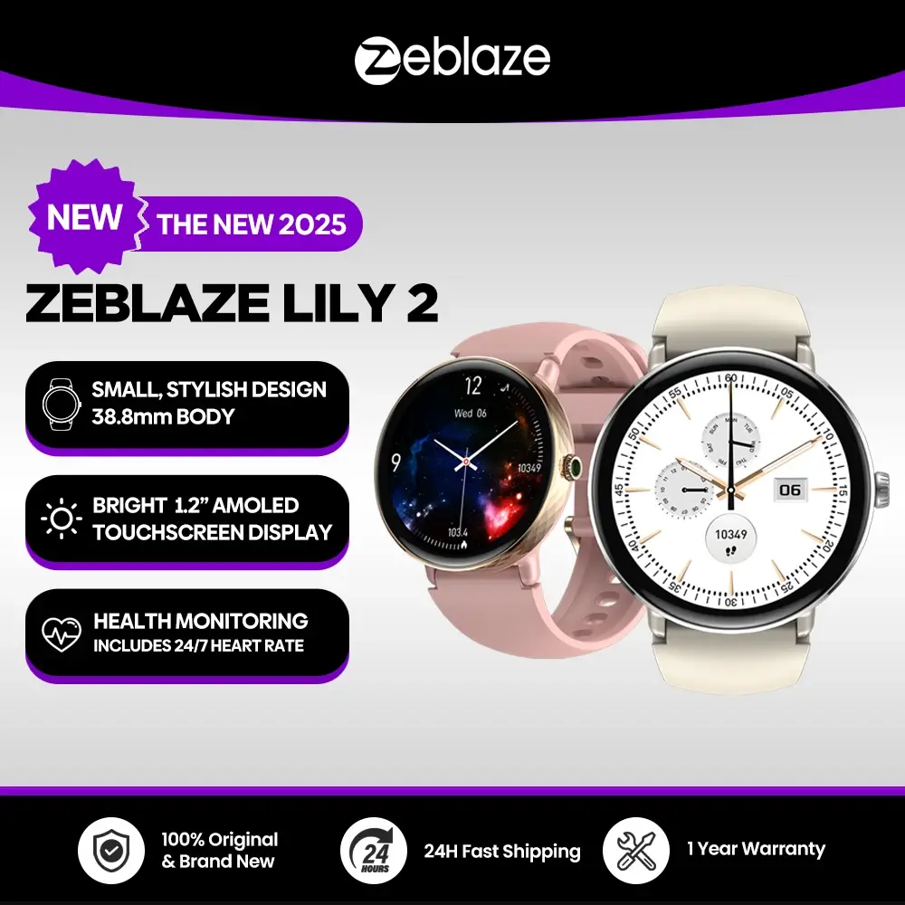 Novo 2025 zeblaze lily 2 chamadas de voz feminino smartwatch alça dupla 1.2 "hd amoled display monitoramento saúde esportes relógio inteligente - 1