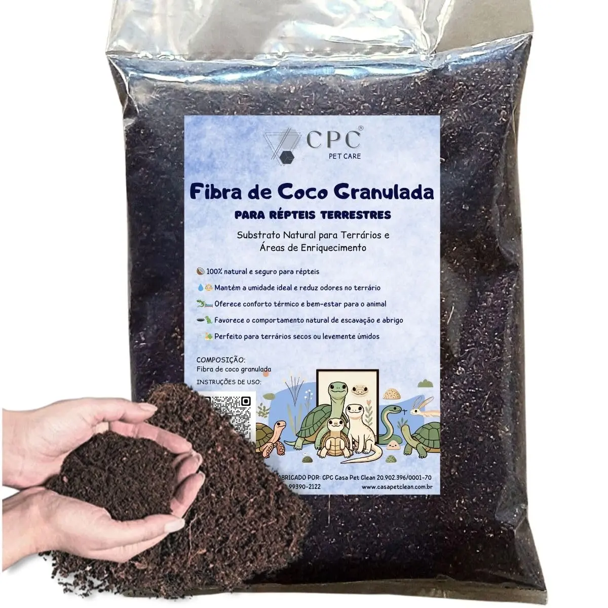 Fibra de Coco Granulada Para Répteis Terrestres CPC Pet Care (10 Litros) - 1
