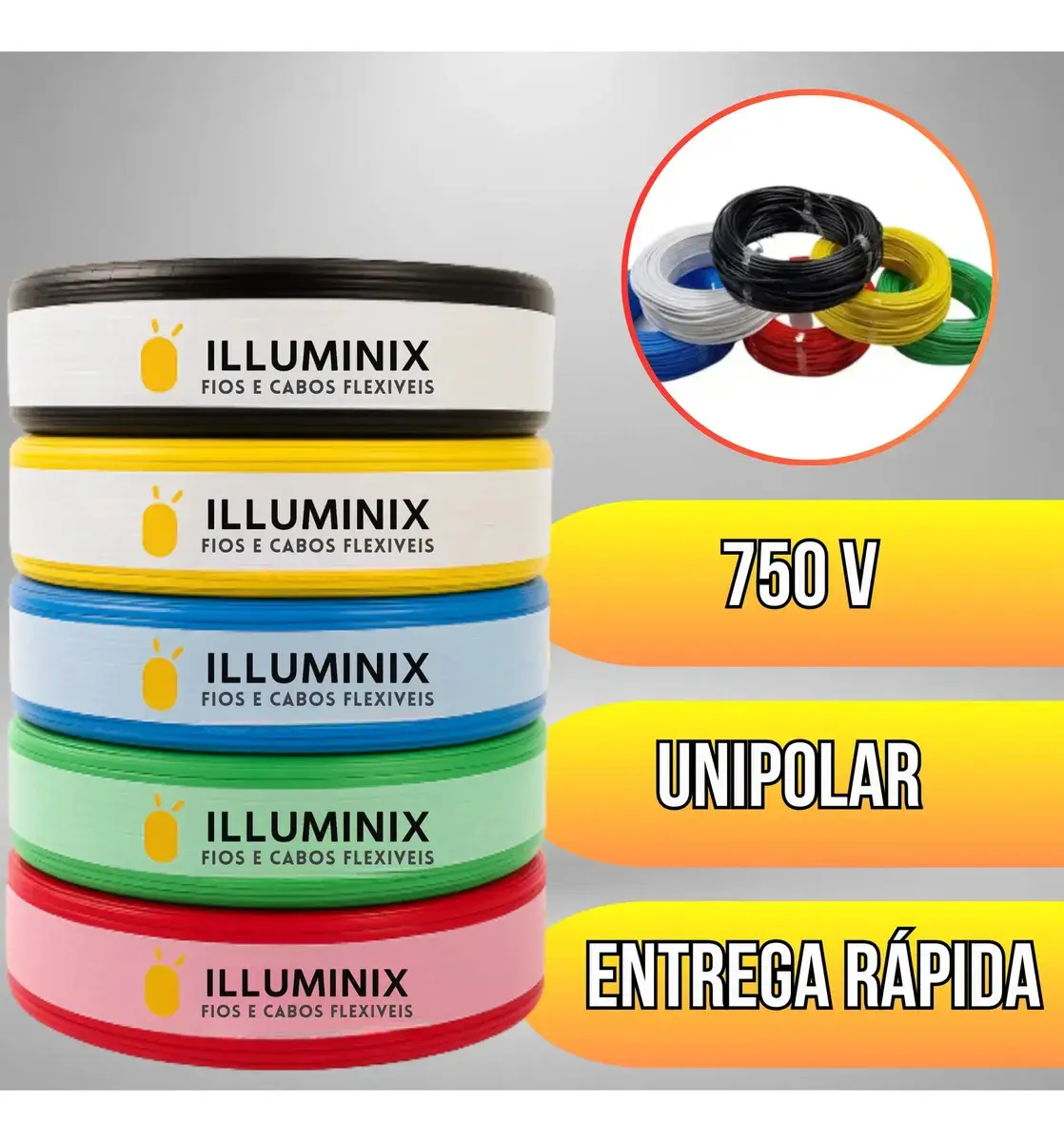 Cabo Flexível 1,5 Mm² Illuminix Rolo Com 100 Metros 750v Preto thumbnail 3