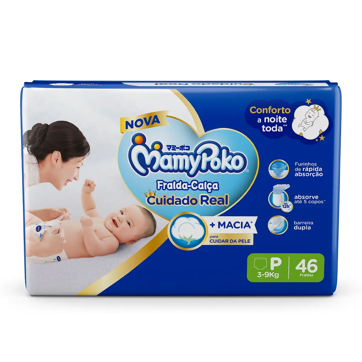 MamyPoko Fralda-Calça Cuidado Real P 46 Unidades