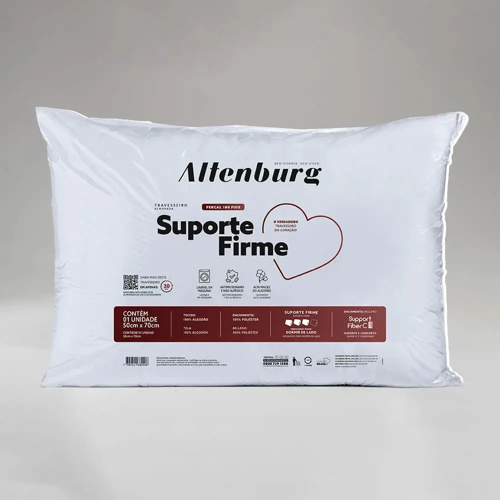 Travesseiro Suporte Firme Percal Altenburg 50x70 7353 Branco