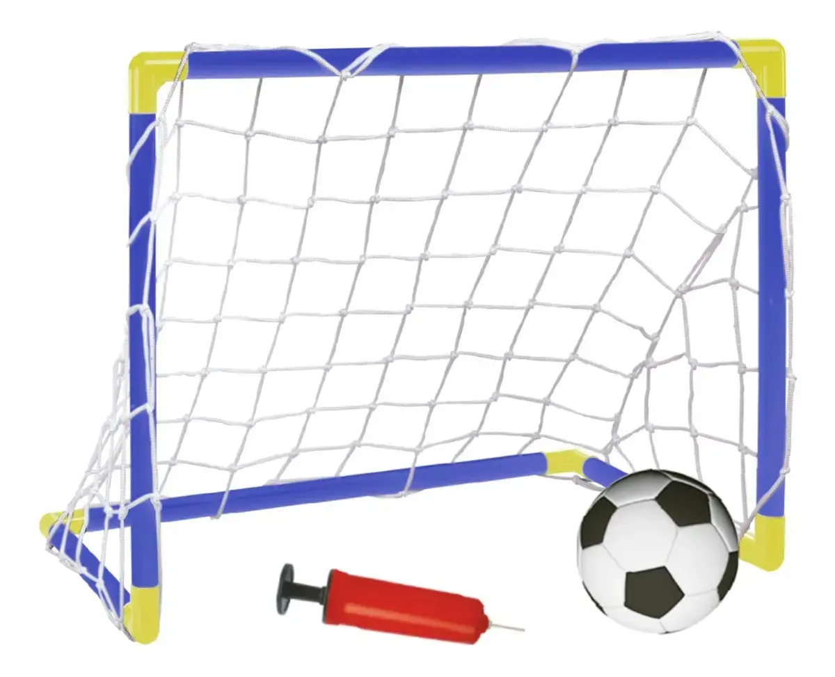 Trave Futebol Gol Kit Mini Golzinho Infantil Brinquedo Bola Azul - 1