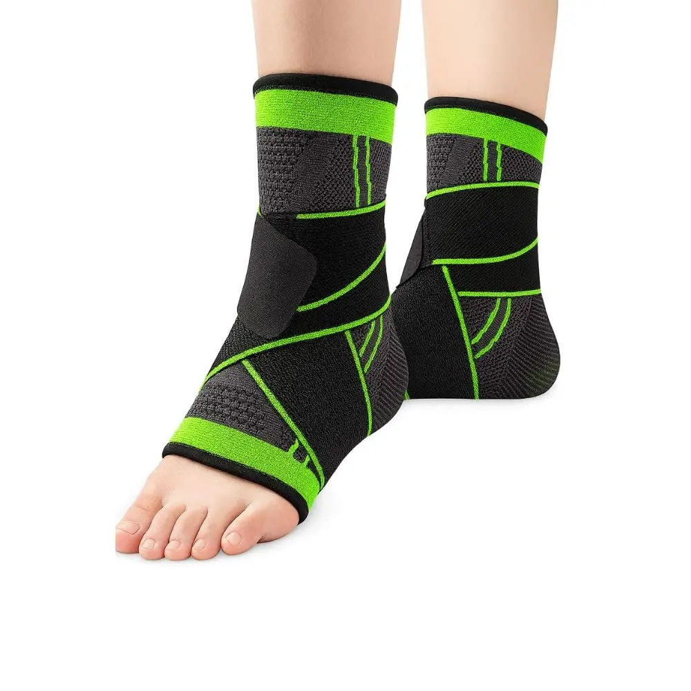Tornozeleira de Compressão Ajustável com Faixa Estabilizadora e Velcro, Suporte Elástico para Tornozelo, Proteção para Academia, Corrida, Futebol e Recuperação