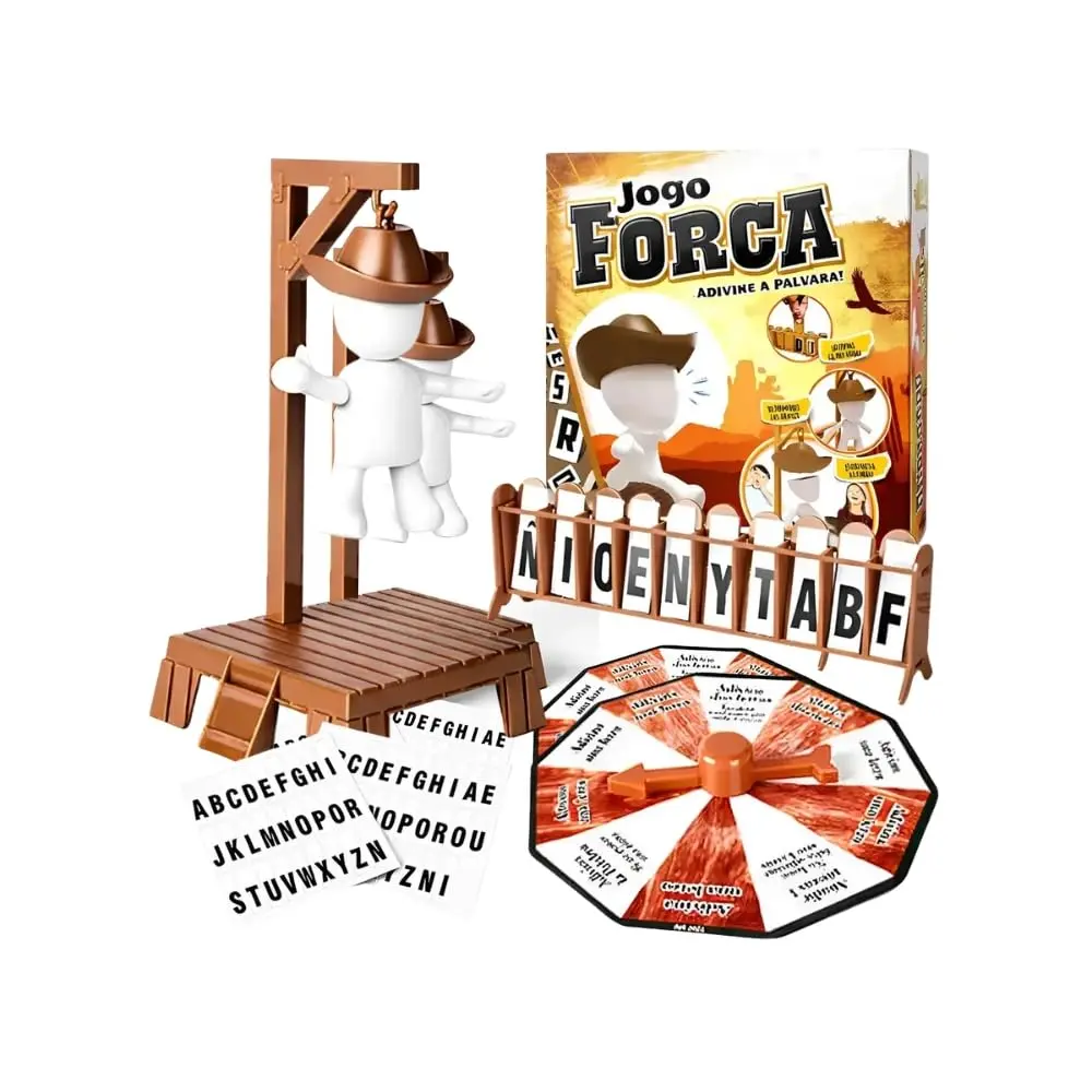 Jogo da Forca, Jogo de Adivinhar Palavras, Brilha no Escuro, Componentes Magnéticos, Tema Faroeste