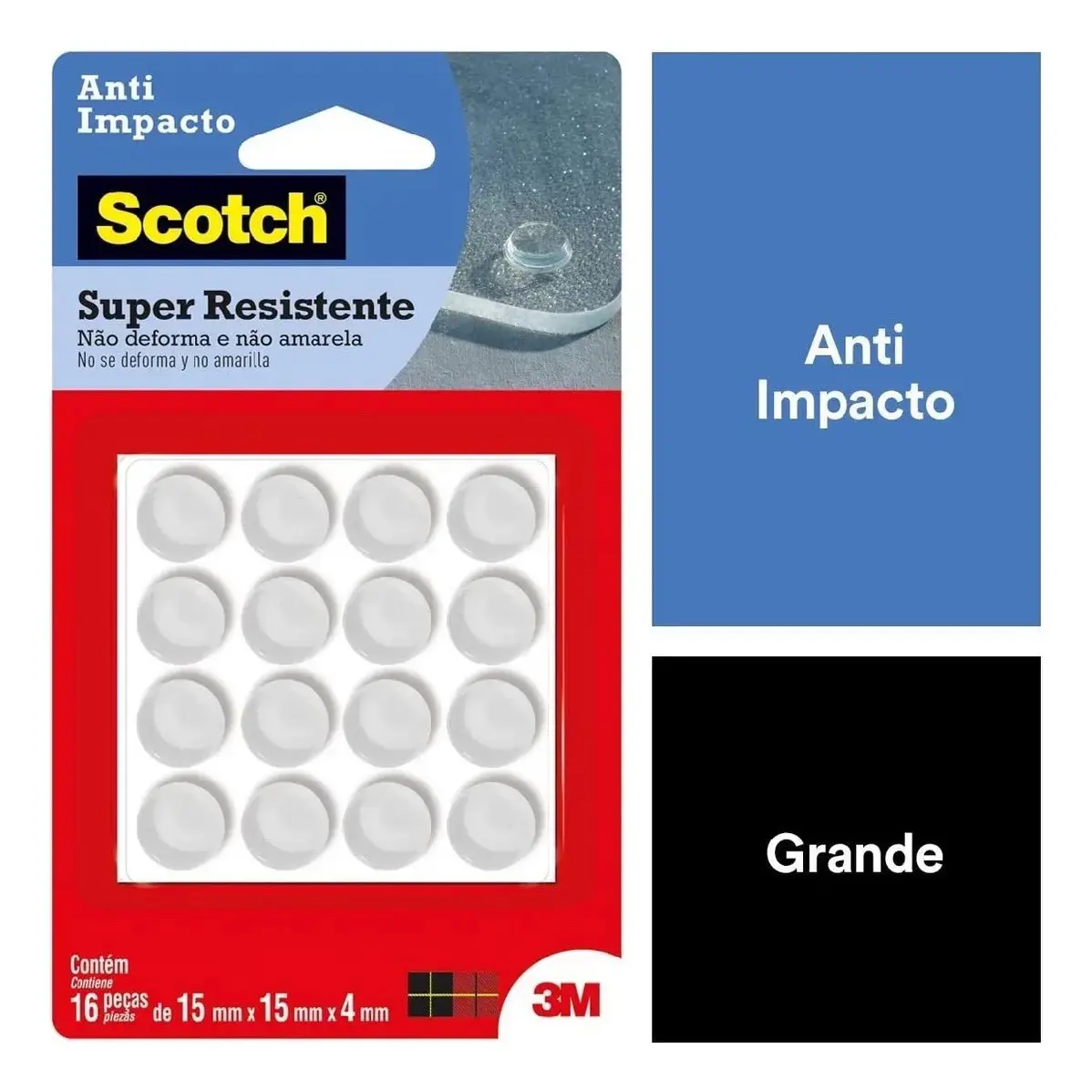 Protetor Gota Anti Impacto 3m Scotch Redondo Grande 16 Pcs Proteção Móveis Parede Porta Batida