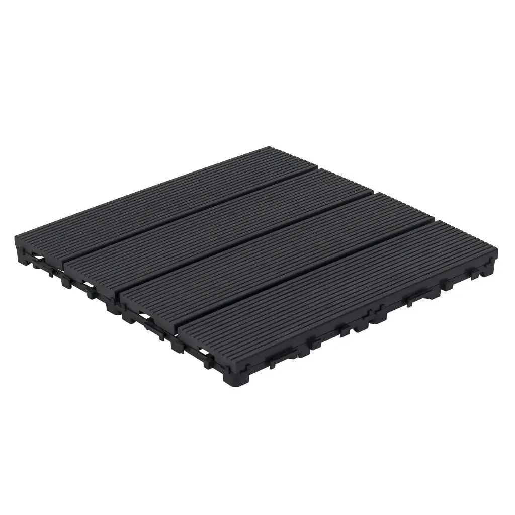 Kit Deck Modular Plástico Listrado 30x30cm Preto (8 Unidades) - 1