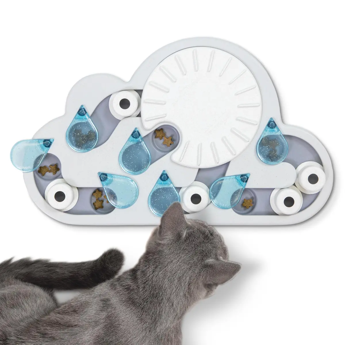 Petstages Quebra-Cabeça E Brincadeira Nina Ottosson Por Rainy Day 69581 Quebra-Cabeça Interativo Para Gatos Branco