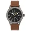 Timex Relógio masculino Expedition Scout 40 mm – caixa cinza mostrador preto com pulseira de couro marrom - 1