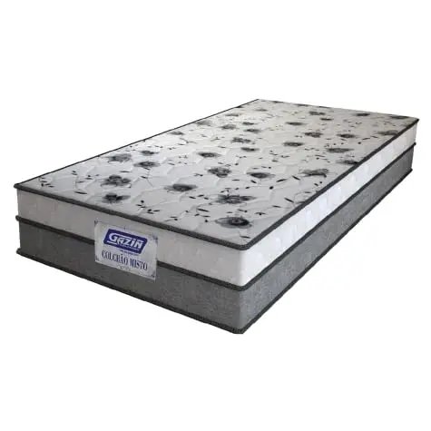 Colchão Solteiro Espuma D33 Fort 88x188x21cm Cinza/Branco Gazin - Suporta até 100kg por Pessoa