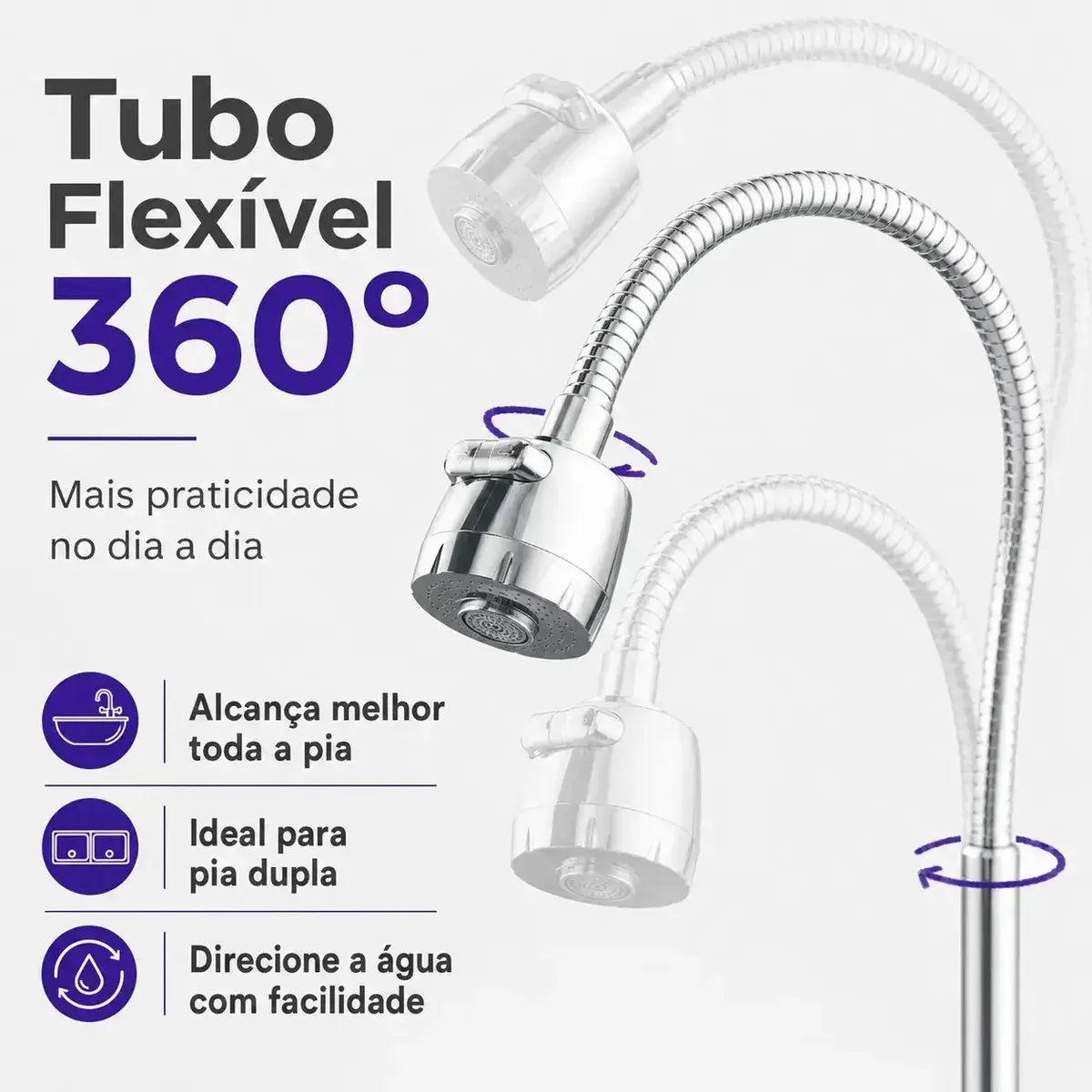 Torneira Com Filtro Cozinha Para Parede Flexível Móvel Em Abs Filtro Purificador De Agua Com Refil Instalado Bica Gourmet 2 Modos de Jatos Chuveirinho Registro 1/4 de Volta Luxo thumbnail 6