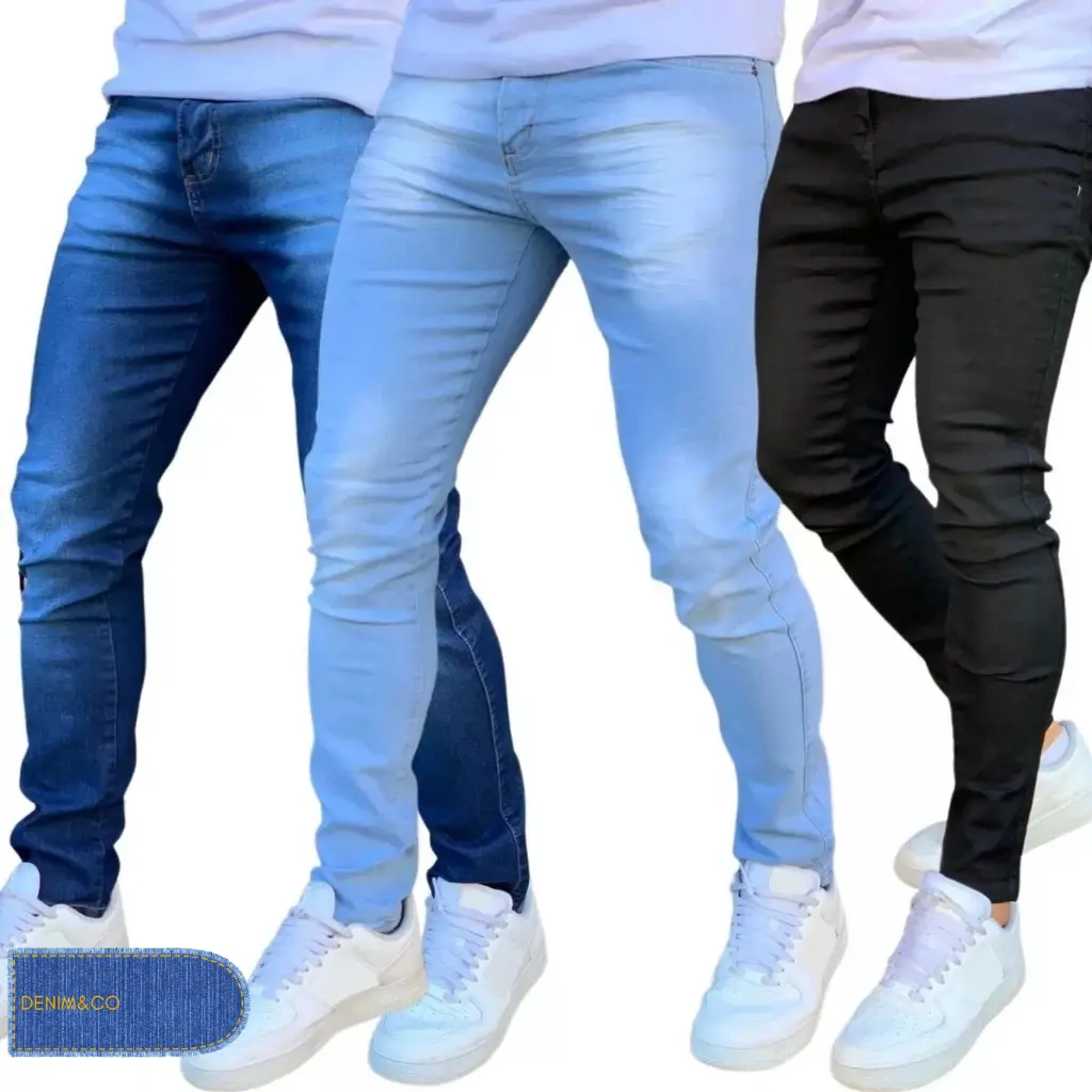 Kit Calça Jeans Skinny Masculina Com Lycra Estica Muito Nf super promoção - 1