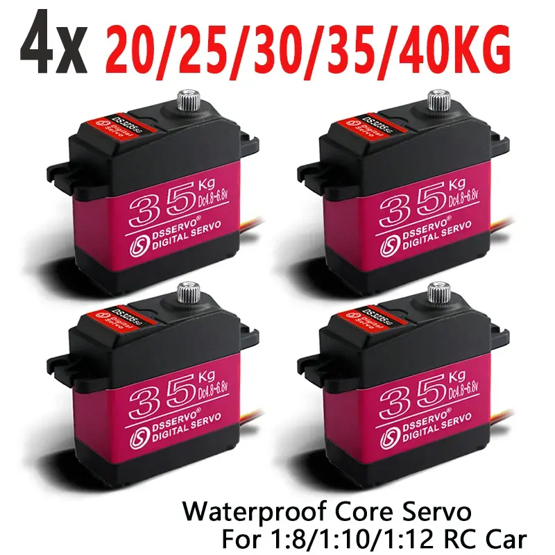 4x servo à prova dwaterproof água 20kg 25kg 30kg 35kg 40kg servo de alta velocidade pro metal engrenagem digital servo baja servo para carros rc escala 1/8 1/10