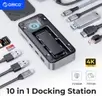 Orico-hub usb c com ventilador de refrigeração m.2 nvme sata ssd gabinete externo 10gbps 4k 60hz hdmi-com rj45 sd tf docking station - 1