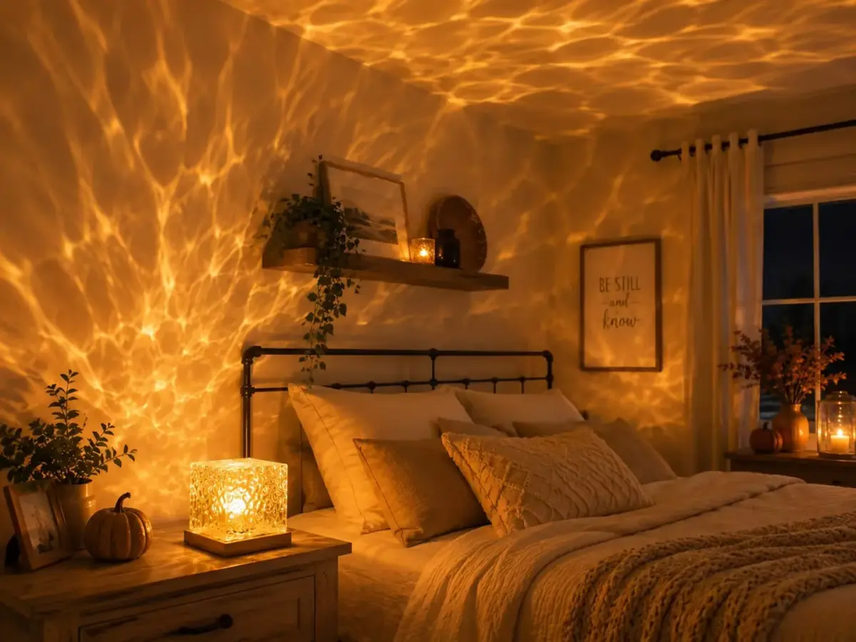 Projetor de Luz Noturna com Efeito de Ondas de Água Rotativas, Lâmpada Aurora Galáxia Portátil para Quarto, Apartamento, Ambiente de Dormitório, Presente Romântico