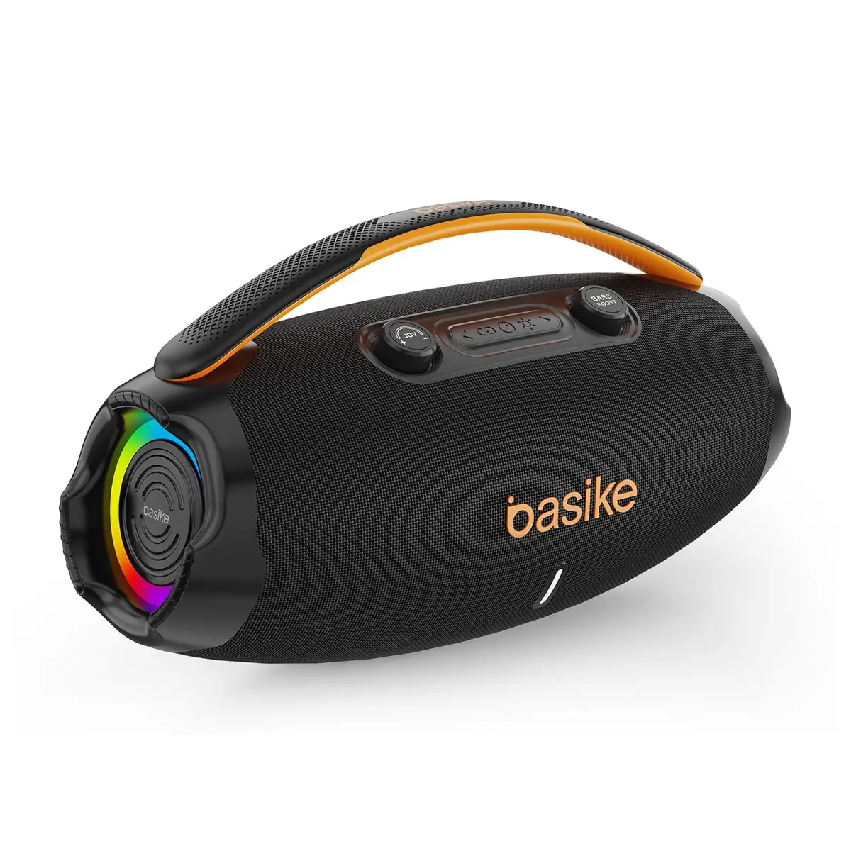 Caixa de Som, Basike Caixinha Som 120W RMS Potente com Subwoofer (Preto) | Bluetooth 5.3, boombox BA-S5302 TWS, IPX6, Rádio FM, Bateria 9000mAh, Áudio Lossless, RGB - para Festas, Praia e Churrasco - 1