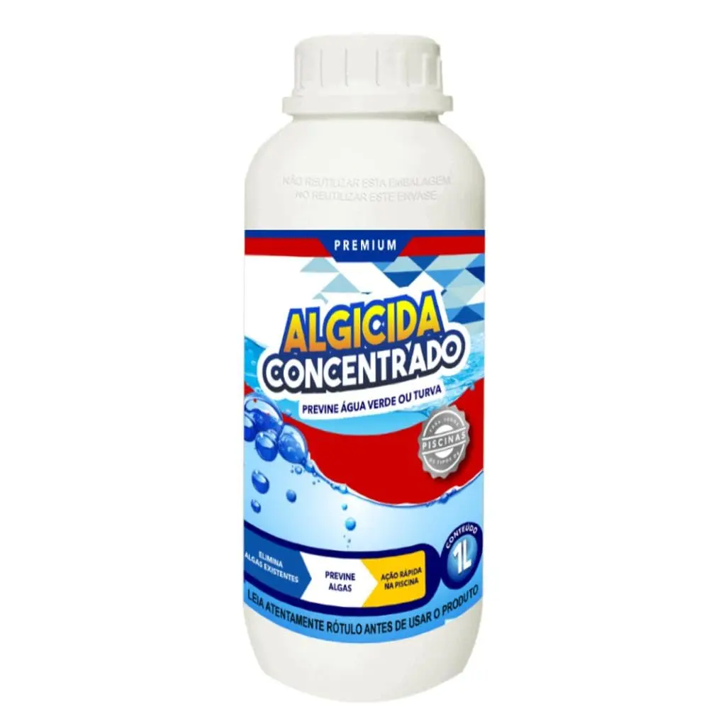 Algicida Concentrado Premium para Piscina Fórmula de Ação Rápida 1L e 5L (1 Litro)