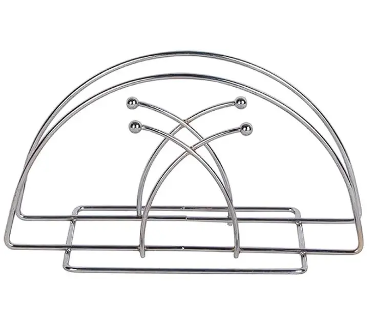 Porta Guardanapos Metálico Cromado Suporte de Mesa em Metal Aço Inox Acabamento Cromado Guarda Papel Estilo Moderno Sortidos Premium - 1