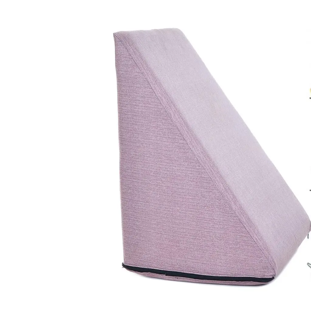 Travesseiro Triangular Espuma Encosto Adulto Apoio Costas Repouso Leitura Cor:Rosa Claro