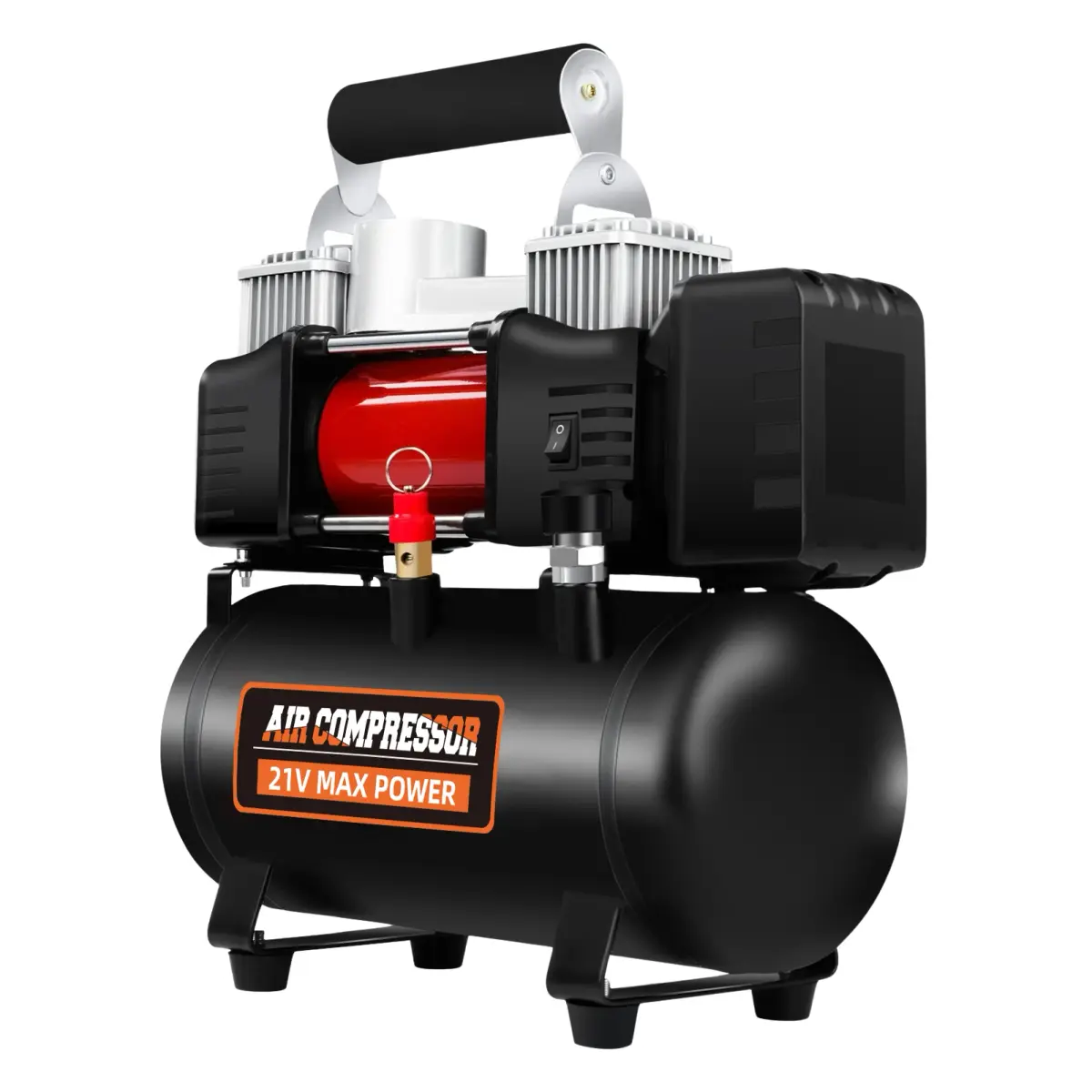 Compressor de Ar Sem Fio 21V 3L Portátil com Alça, Bomba de Ar Silenciosa e Sem Óleo para Inflar Pneus e Pintura com Spray, Plugue BR 1380R/Min