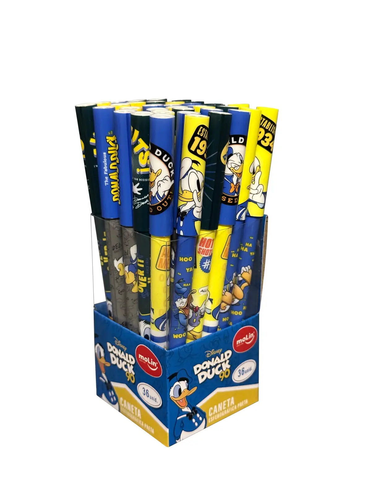 Caneta Esferográfica Ponta Média Pato Donald - Display com 36 Unidades
