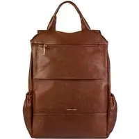 Mochila antifurto grande de couro liso Suzana - Whisky - 1