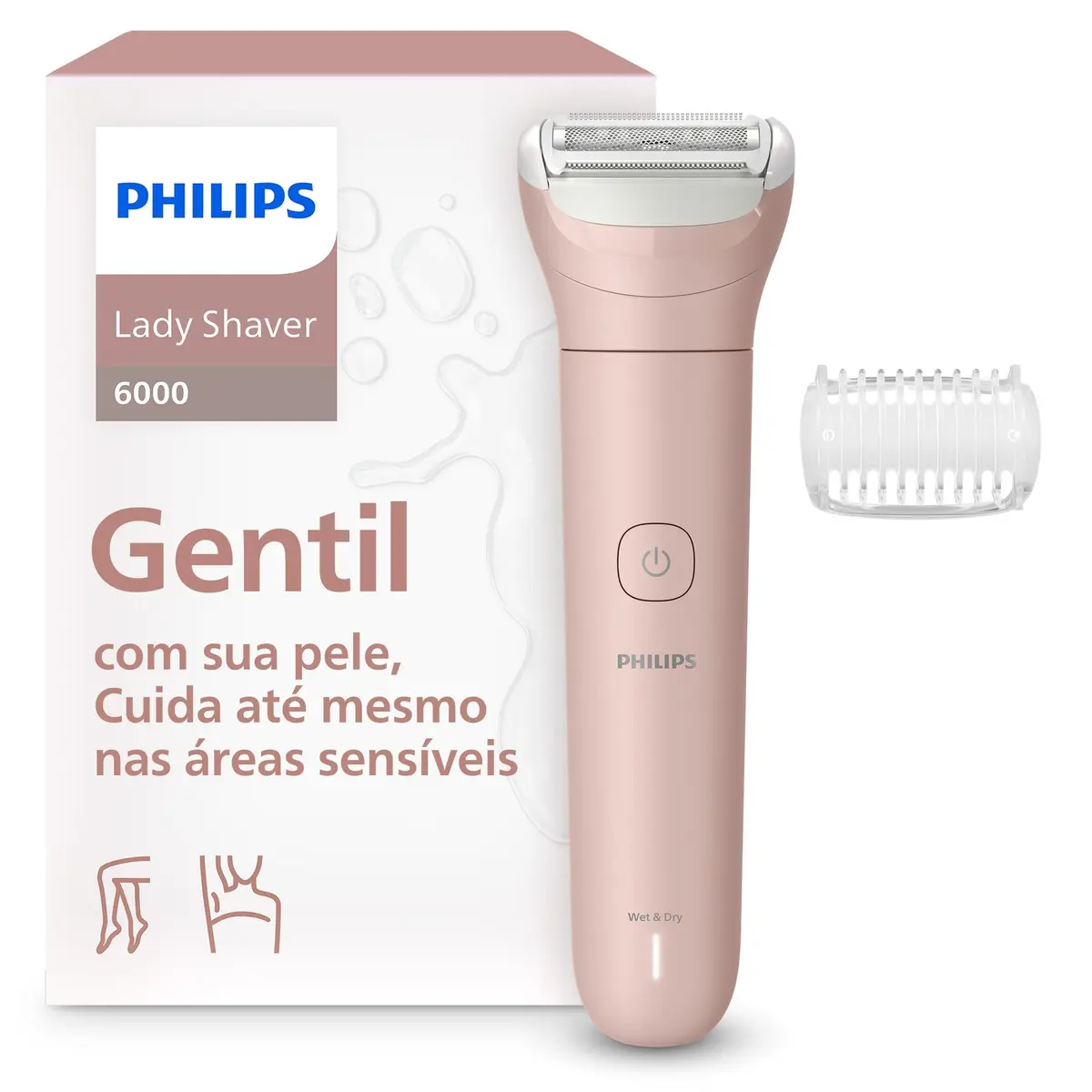 Philips Aparador De Pelos Feminino para Corpo e Axilas Série 6000 | Ideal para áreas sensíveis | Gentil com sua pele | Para corpo, pernas e axilas | BRL128/10