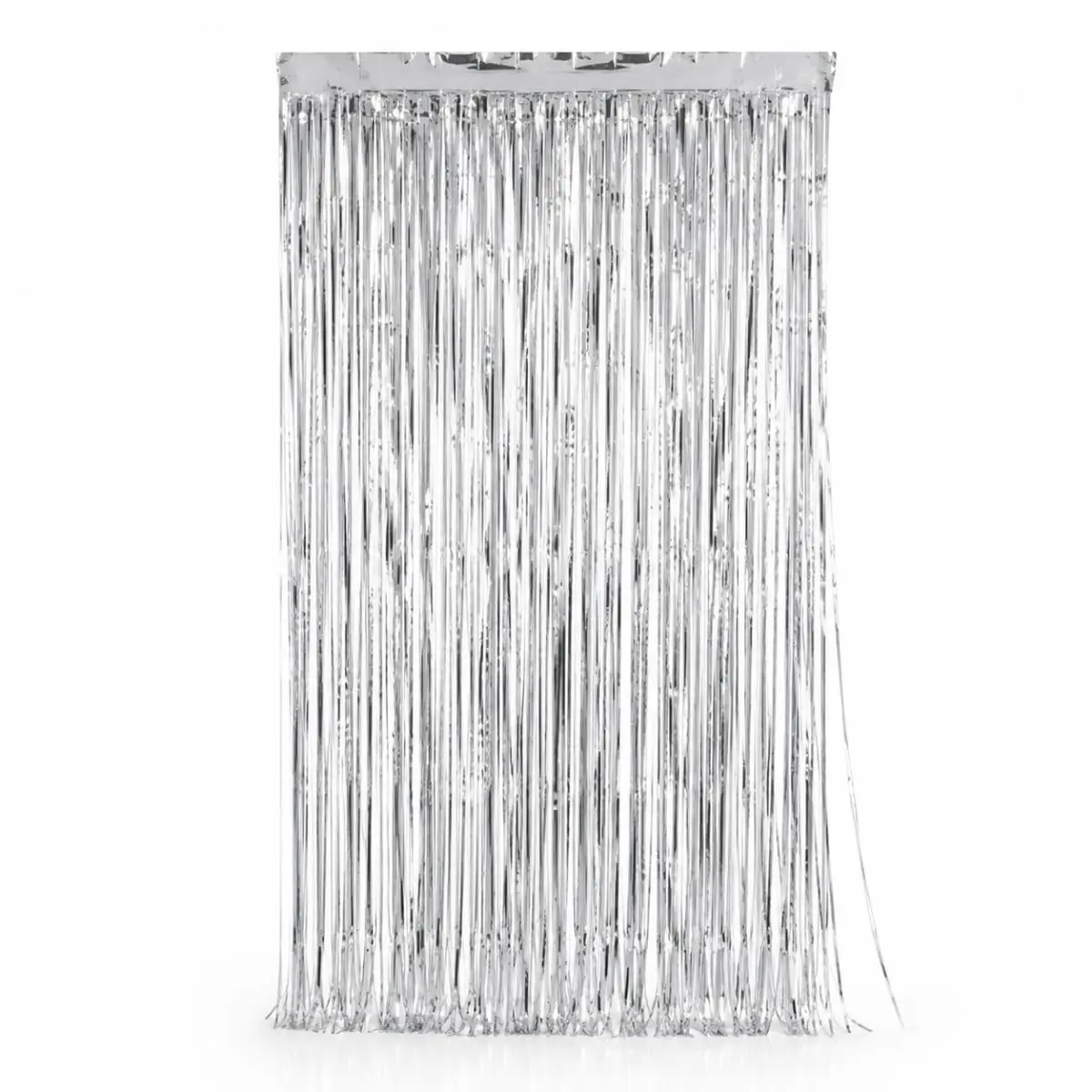 Kit 2 Cortinas Metalizadas 2x1 m para Decoração de Festa Prata - 1