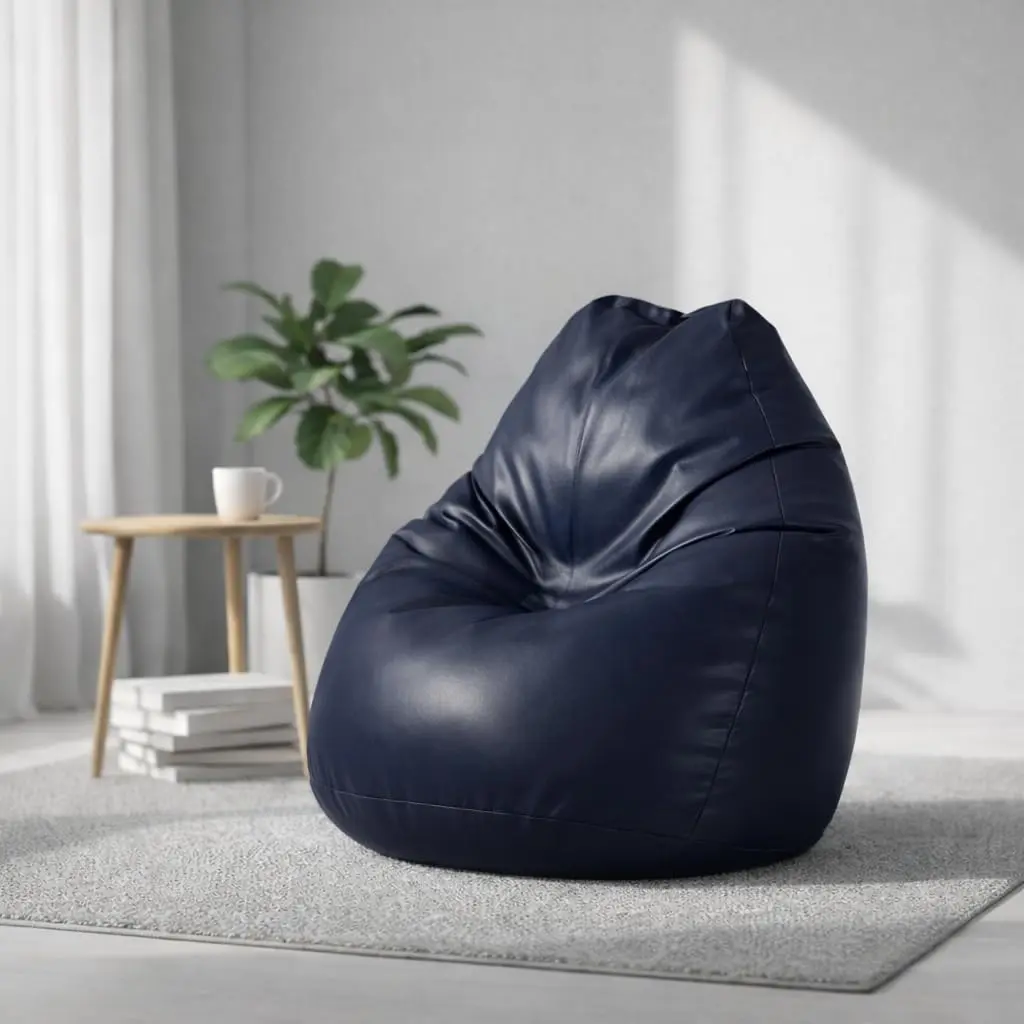 Puff Grande Redondo Com Enchimento Confortável Para Sala Quarto Escritório Gamer(Azul Marinho) - 1