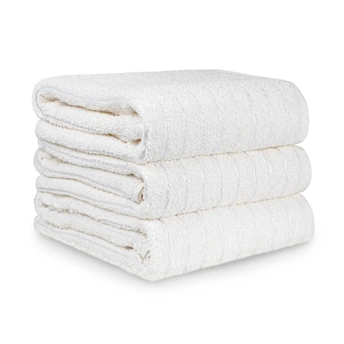 Kit 03 Toalha de Banho Grossa Praia Hotel 440g/m² Costura Dupla Reforçada (Branco)
