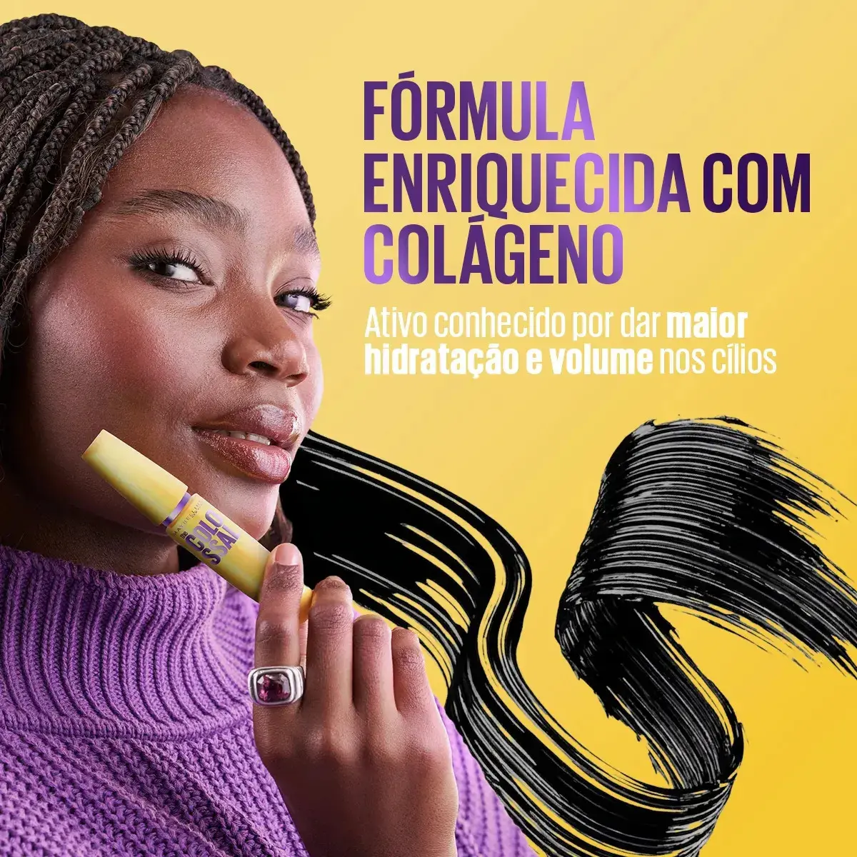 Máscara de Cílios Lavável, Longa Duração, 9x Mais Volume e Definição, Não Empelota, Cor Preto, The Colossal Volum' Express Maybelline NY, 8ml thumbnail 5